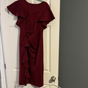 Elegant Burgundy Ruffle Dress